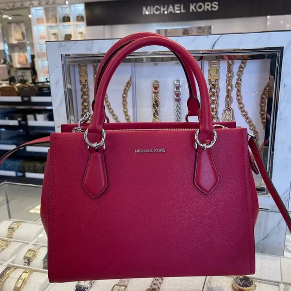 MICHAEL KORS Marilyn Medium Saffiano Leather Satchel
Dark Raspberry 
NWT - Picture 16 of 16